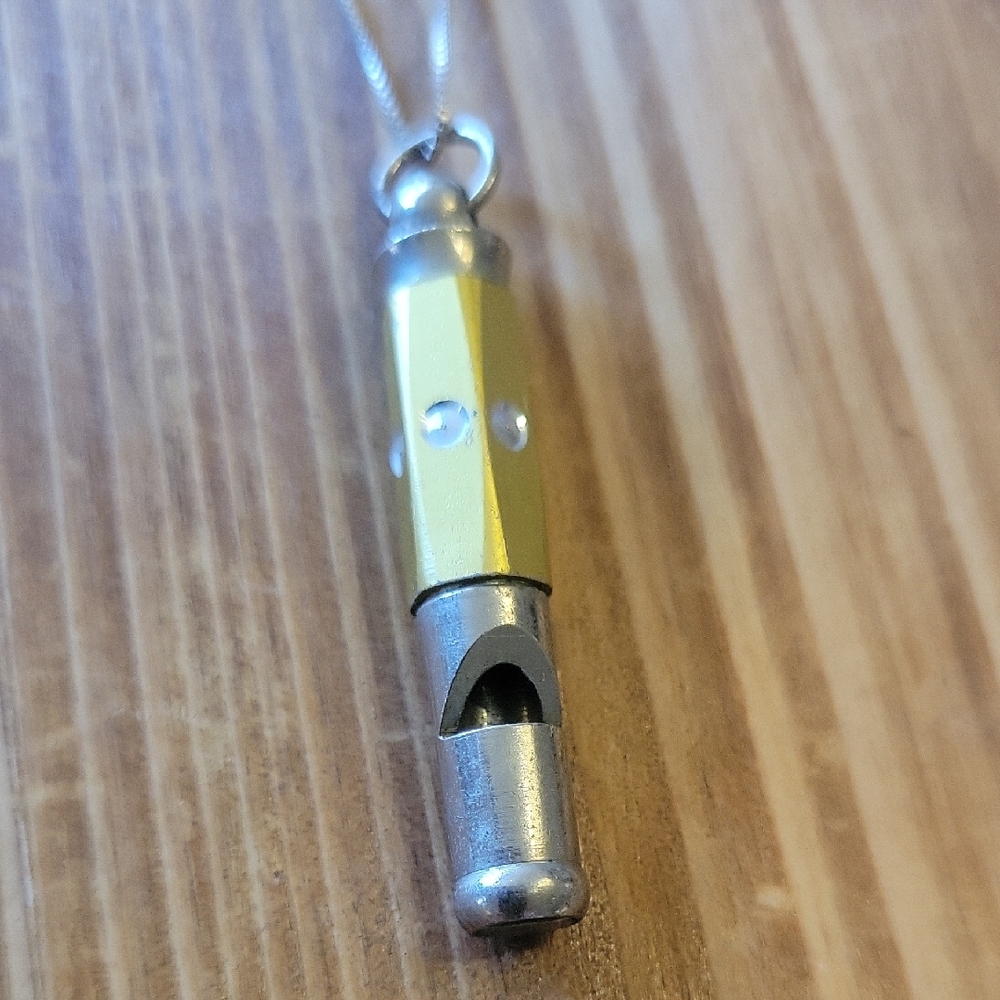 Gold Tone and Whistle Pendant Necklace